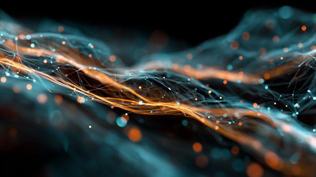 Vibrant data streams illustrating AI processing power within digital networks.