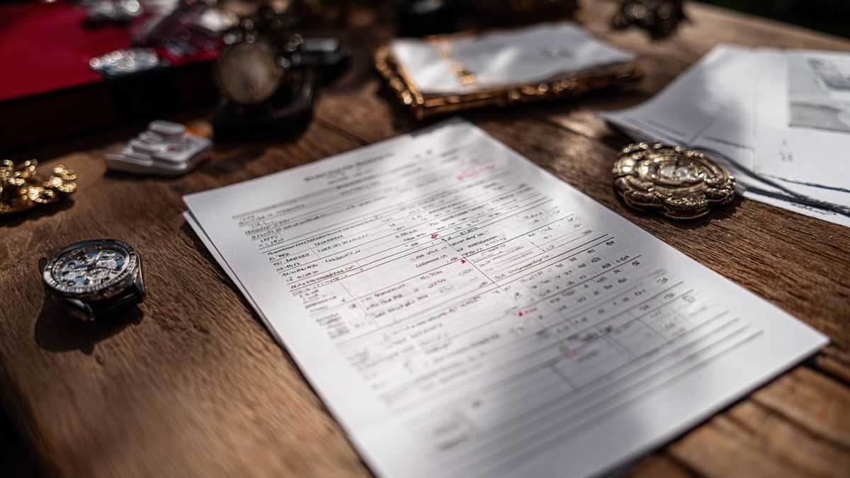 Masters tournament schedule and golf memorabilia arranged on a wooden surface.
