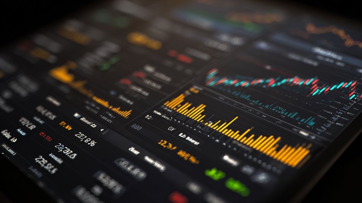 Visual representation of digital financial instruments flow highlighting significant market data.