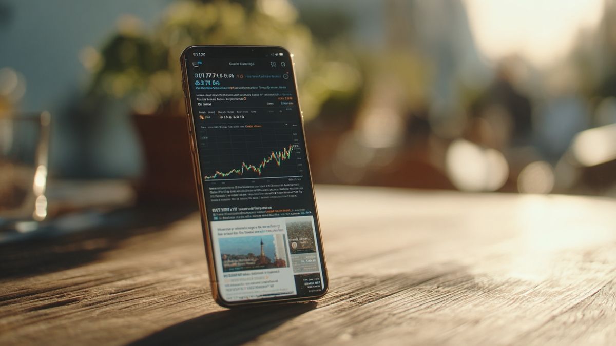 Smartphone highlights Bitcoin value crash amid investor anxiety.