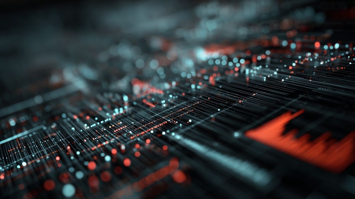 An artistic depiction highlighting AI's role in interpreting vast financial information for predictive analysis.