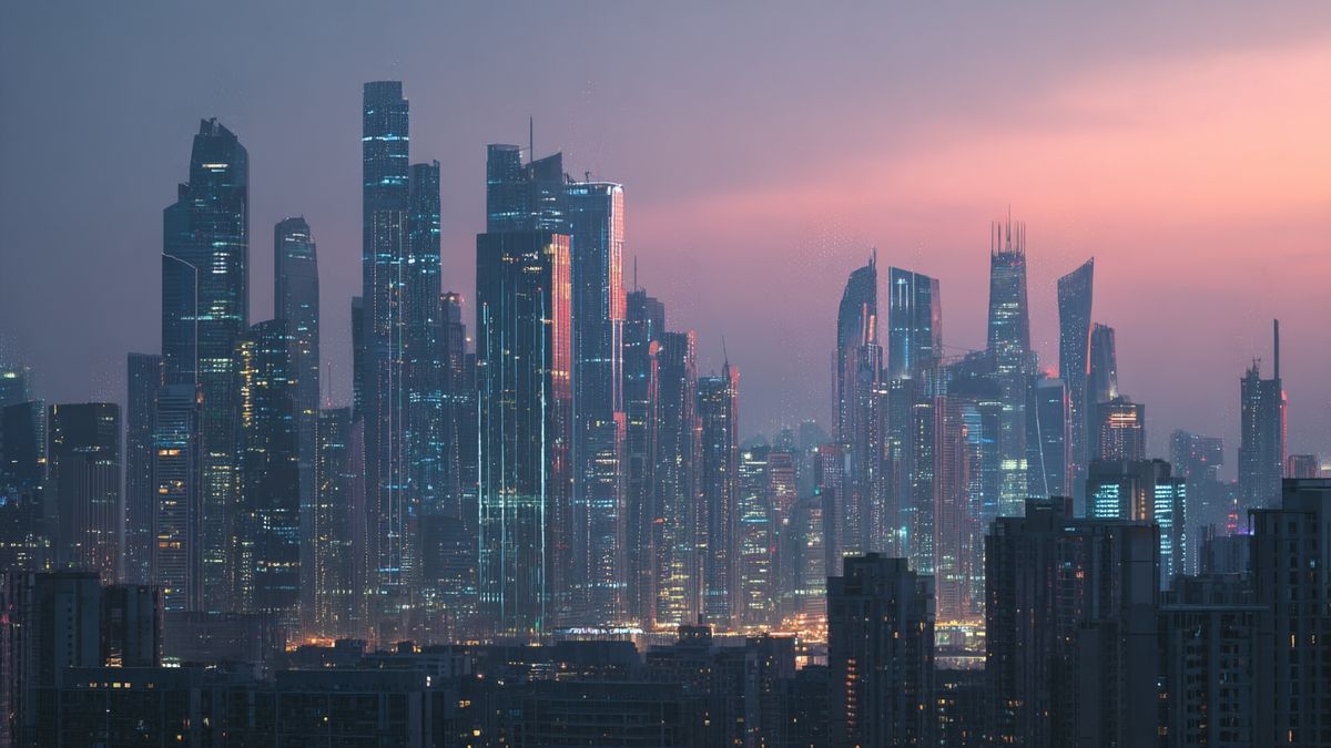 Dusk view of a futuristic city skyline symbolizing the rise of technology in cryptocurrency trading.