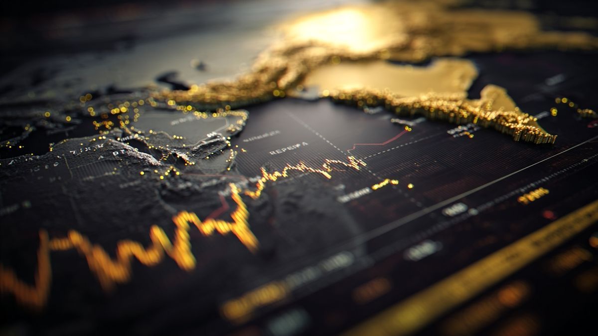 Interactive map illustrating the connection between U.S. financial policies and cryptocurrency changes with Iran in the background.